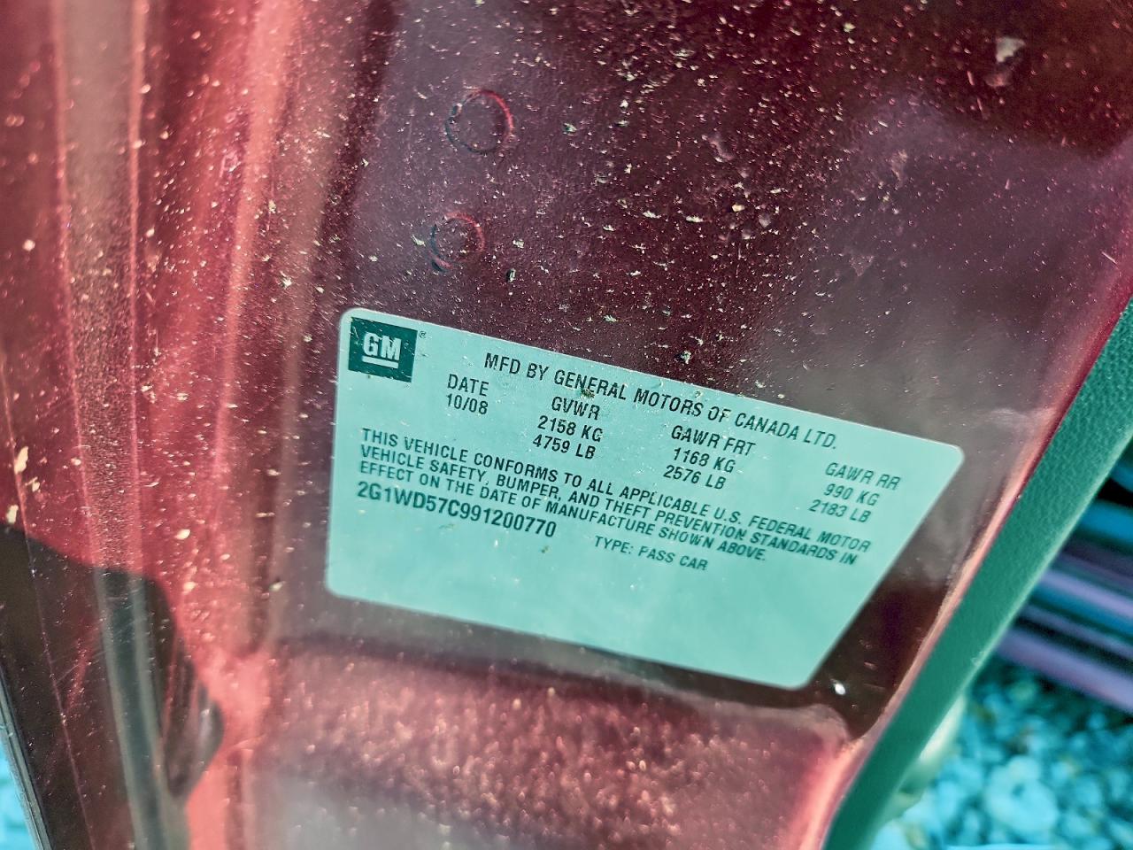 2009 Chevrolet Impala Ss VIN: 2G1WD57C991200770 Lot: 93627995