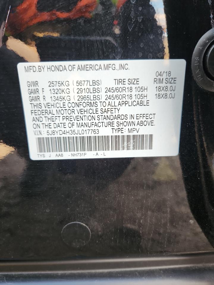 2018 Acura Mdx VIN: 5J8YD4H35JL017763 Lot: 90875285