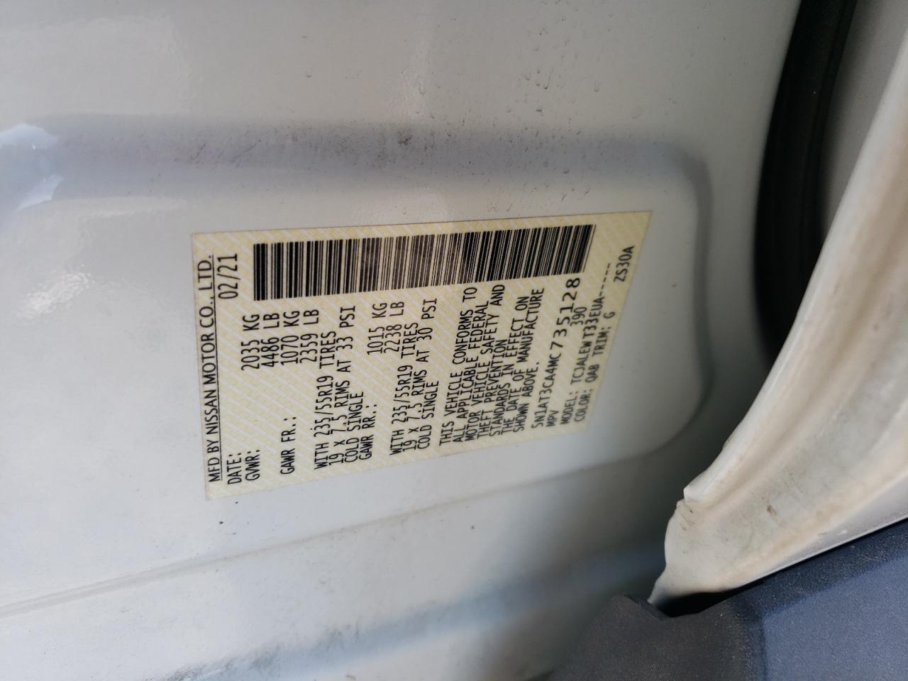 2021 Nissan Rogue Sl VIN: 5N1AT3CA4MC735128 Lot: 91736805