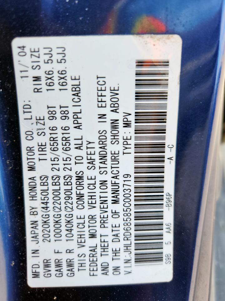 2005 Honda Cr-V Lx VIN: JHLRD68585C003719 Lot: 90425125