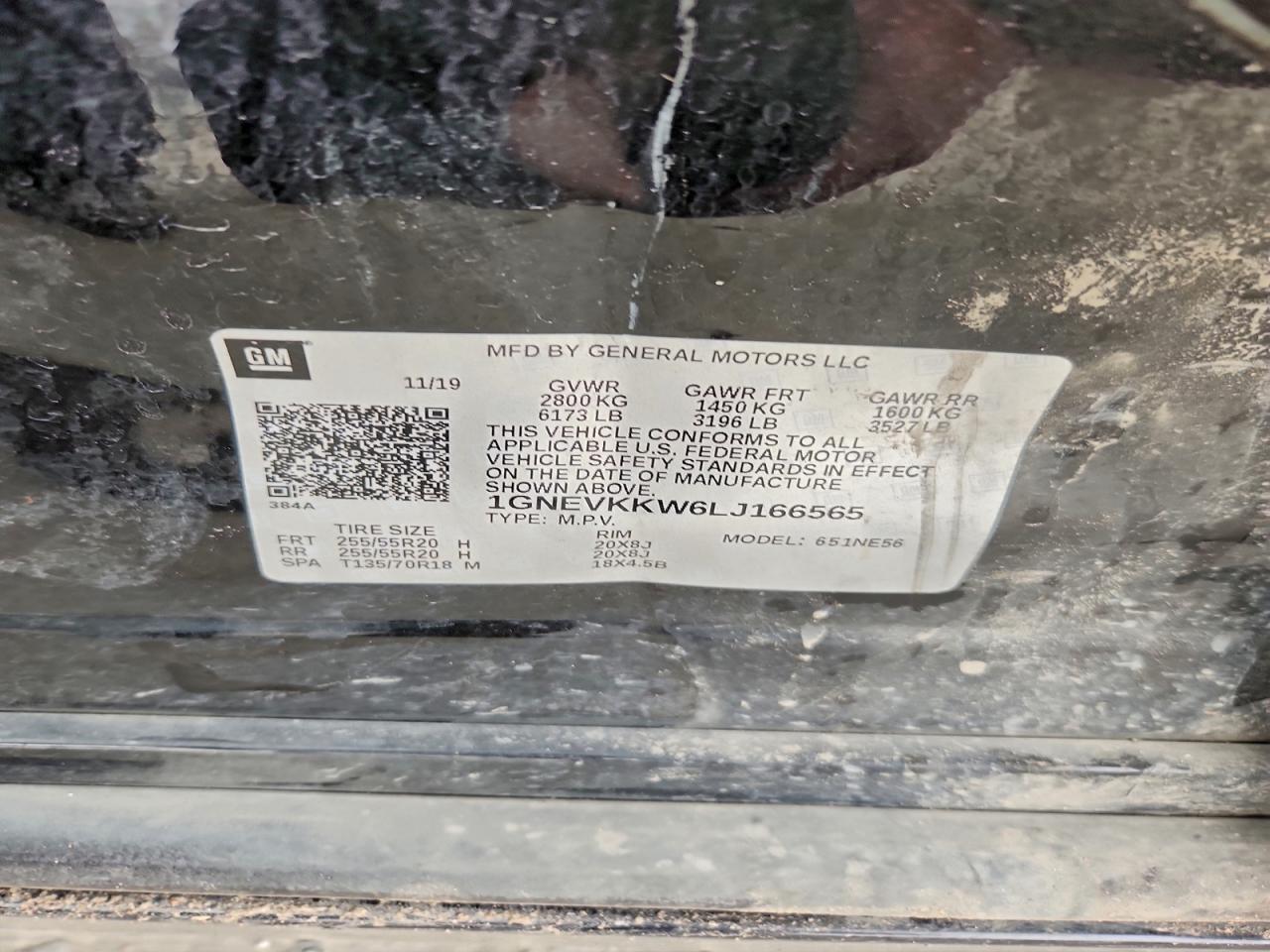 2020 Chevrolet Traverse Premier VIN: 1GNEVKKW6LJ166565 Lot: 93915925