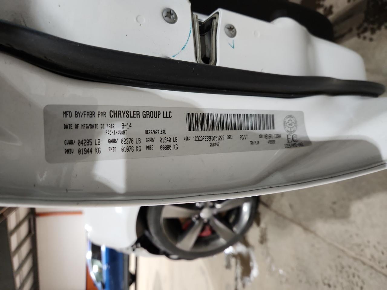 2015 Dodge Dart Gt VIN: 1C3CDFEB8FD151222 Lot: 91253765