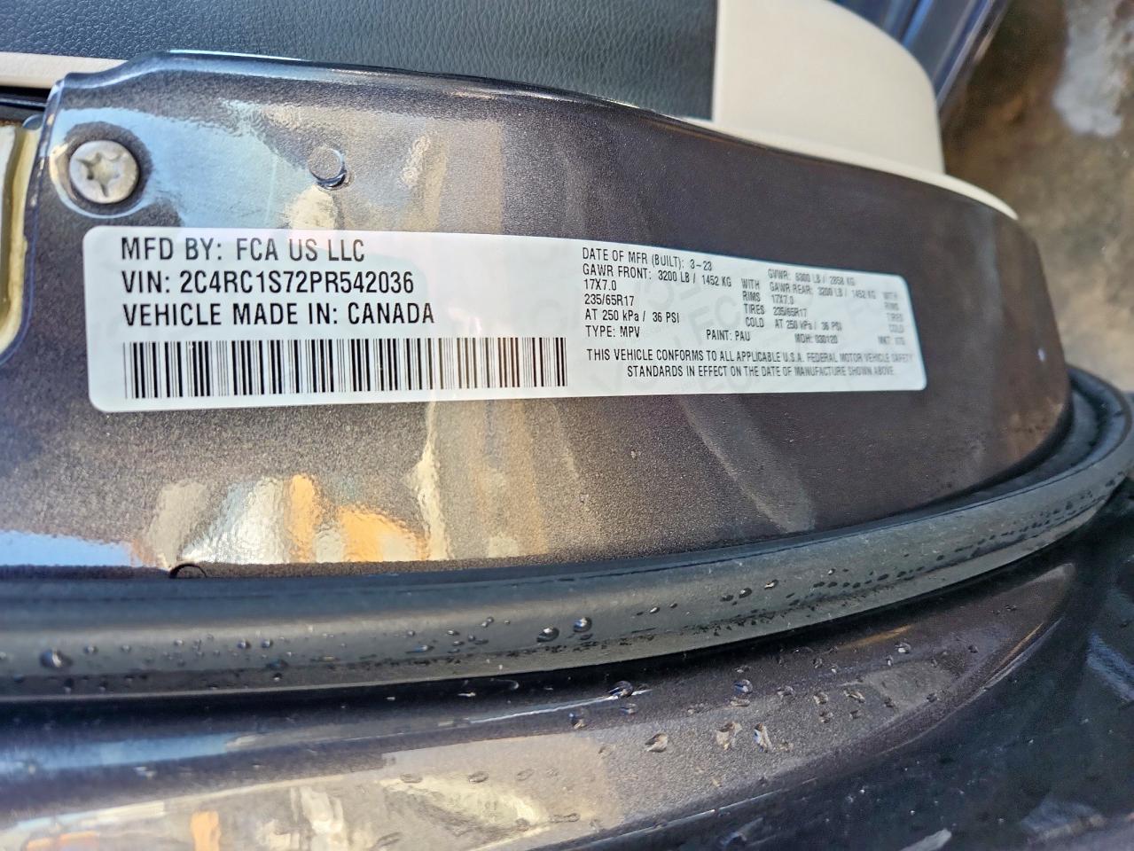 2023 Chrysler Pacifica Hybrid Limited VIN: 2C4RC1S72PR542036 Lot: 92494705