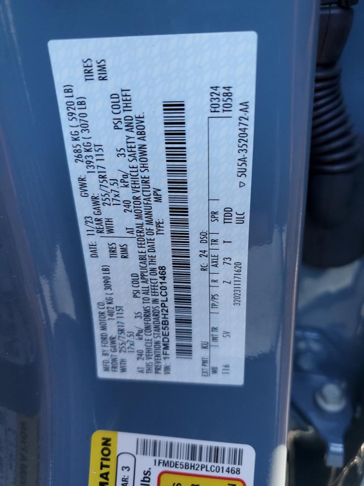 2023 Ford Bronco Base VIN: 1FMDE5BH2PLC01468 Lot: 91246115