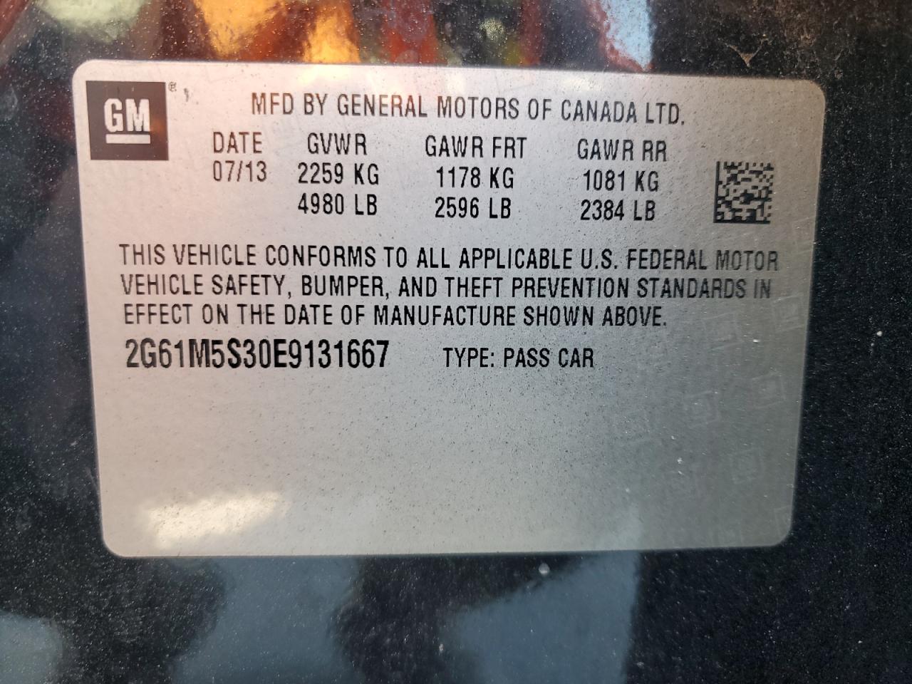 2014 Cadillac Xts Luxury Collection VIN: 2G61M5S30E9131667 Lot: 93492385