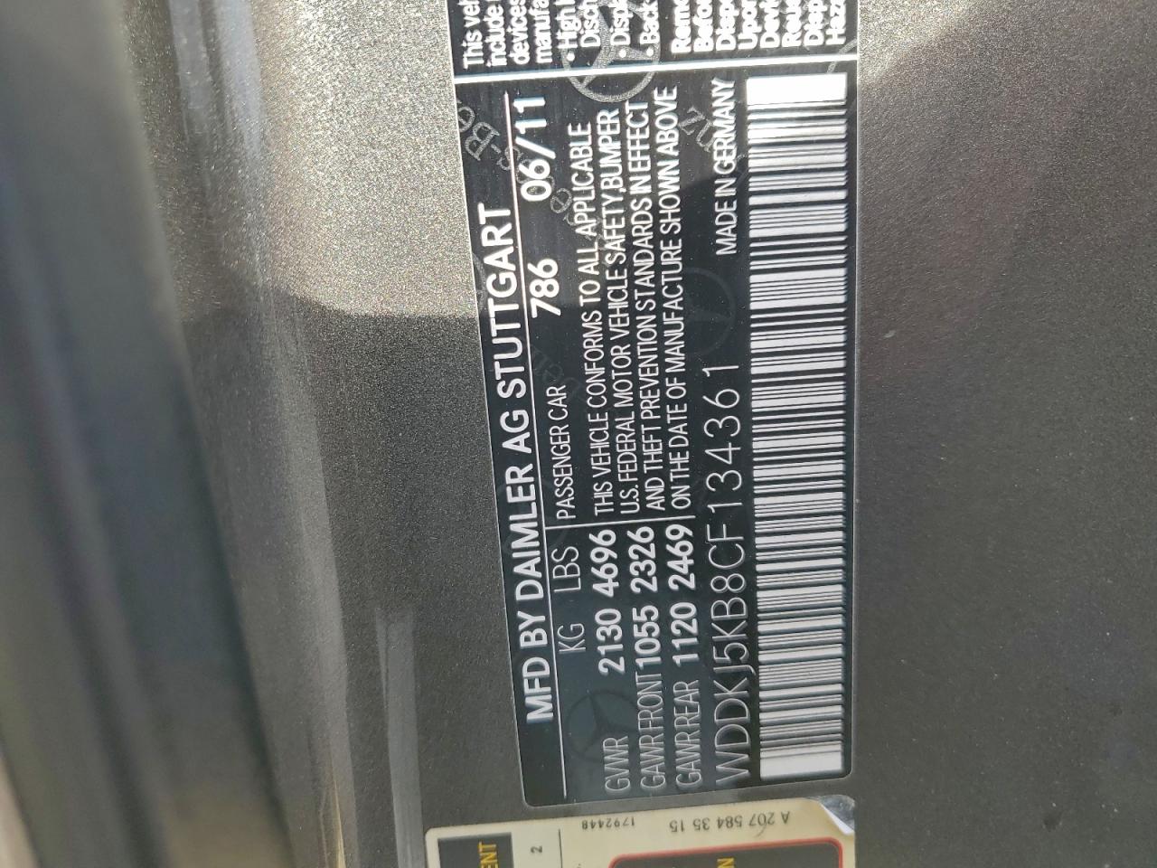 2012 Mercedes-Benz E 350 VIN: WDDKJ5KB8CF134361 Lot: 94115415