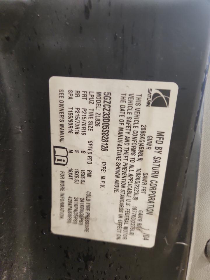 2005 Saturn Vue VIN: 5GZCZ33D05S828126 Lot: 92349875