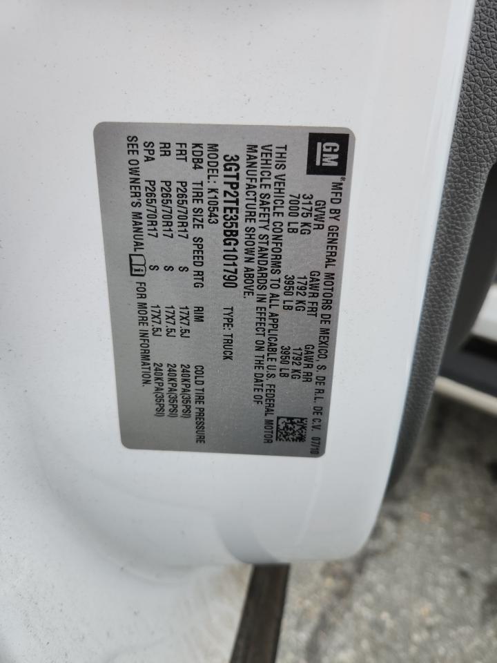 2011 GMC Sierra K1500 VIN: 3GTP2TE35BG101790 Lot: 92566455