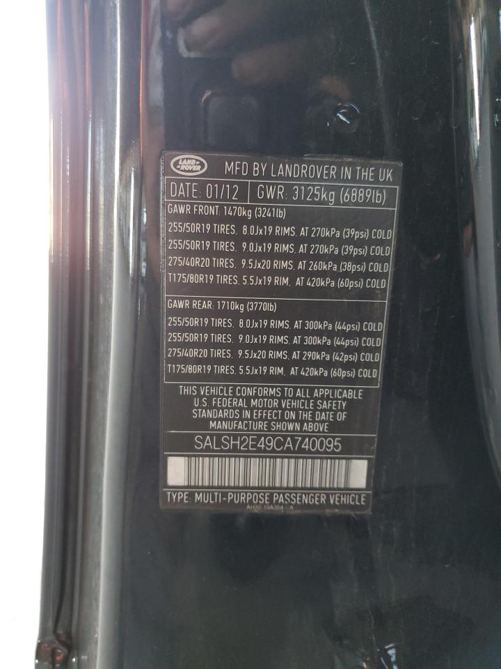 2012 Land Rover Range Rover Sport Sc VIN: SALSH2E49CA740095 Lot: 90345235
