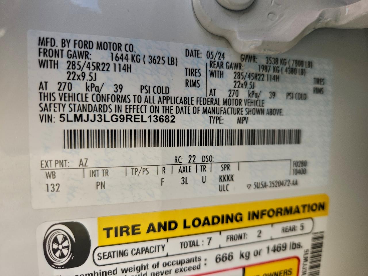 2024 Lincoln Navigator L Reserve VIN: 5LMJJ3LG9REL13682 Lot: 93626865