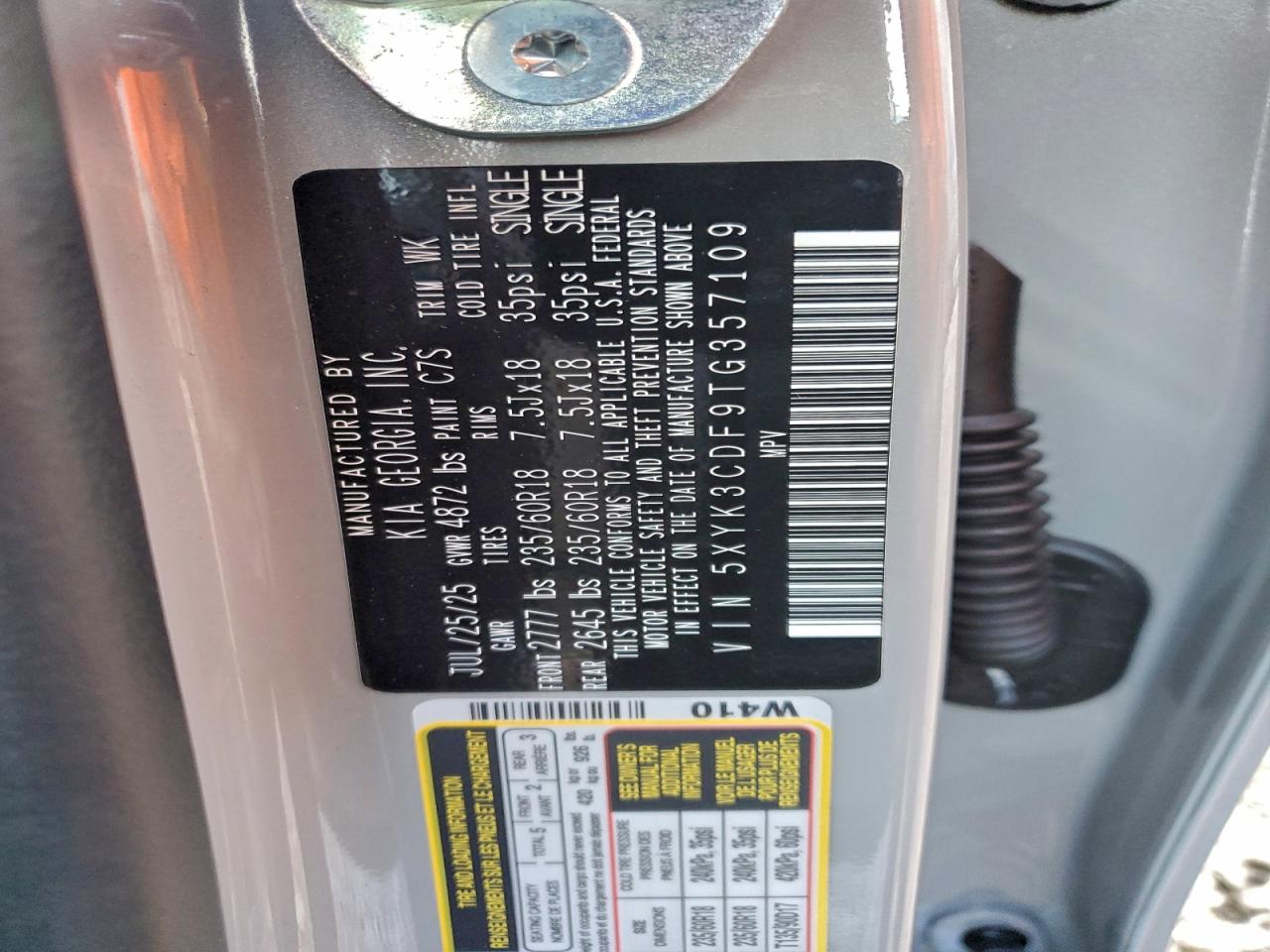 2026 Kia Sportage Ex VIN: 5XYK3CDF9TG357109 Lot: 94405655