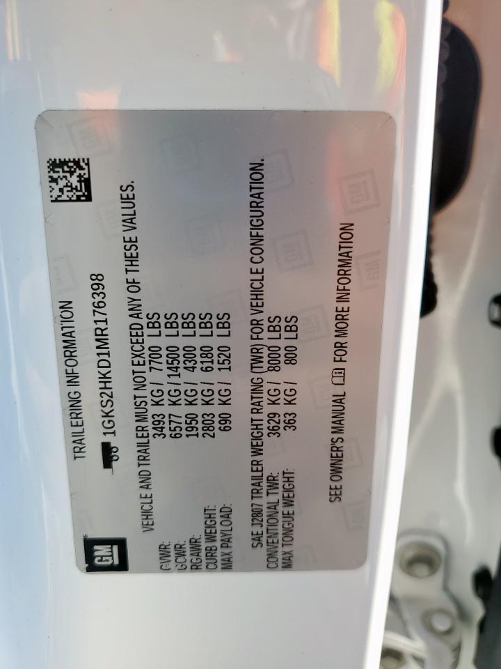 2021 GMC Yukon Xl K1500 At4 VIN: 1GKS2HKD1MR176398 Lot: 91484235