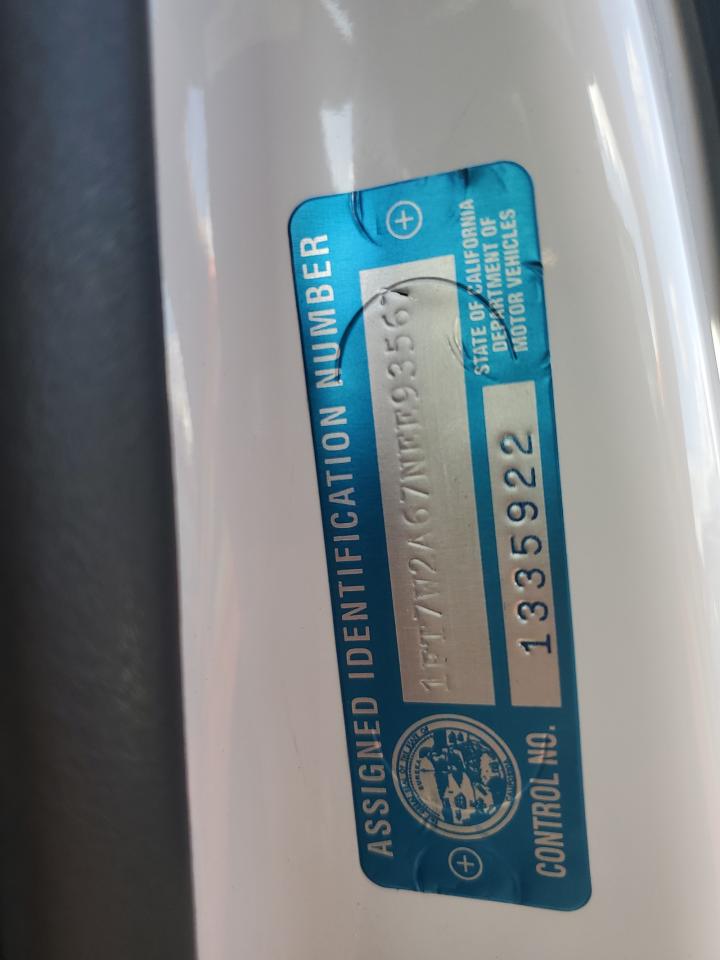 2022 Ford F250 Super Duty VIN: 1FT7W2A67NEE93567 Lot: 92228785