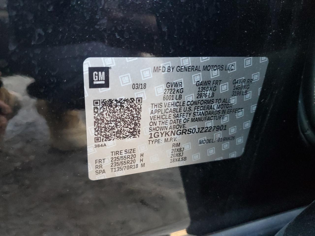 2018 Cadillac Xt5 Platinum VIN: 1GYKNGRS0JZ227901 Lot: 90663875