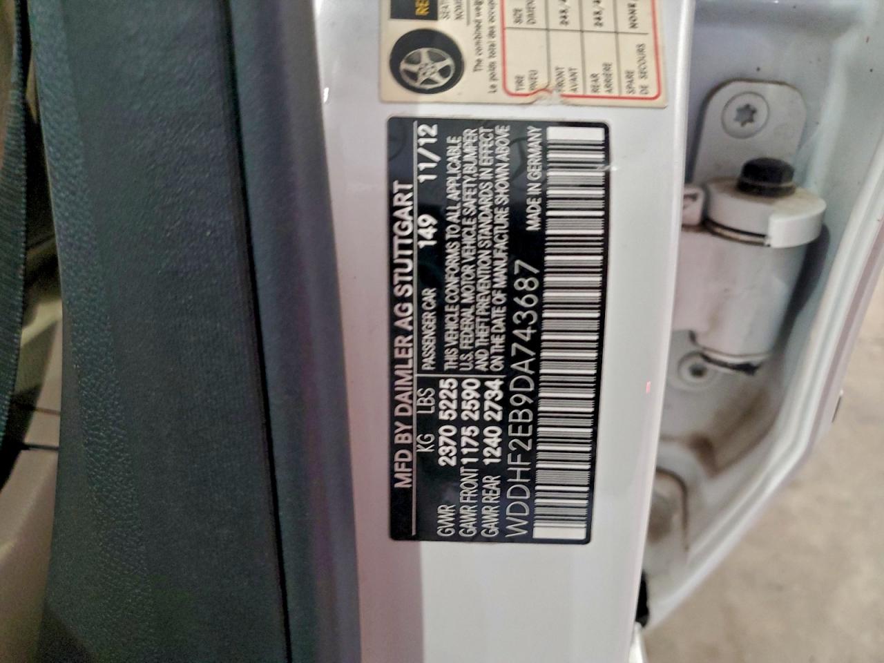 2013 Mercedes-Benz E 350 Bluetec VIN: WDDHF2EB9DA743687 Lot: 93186155