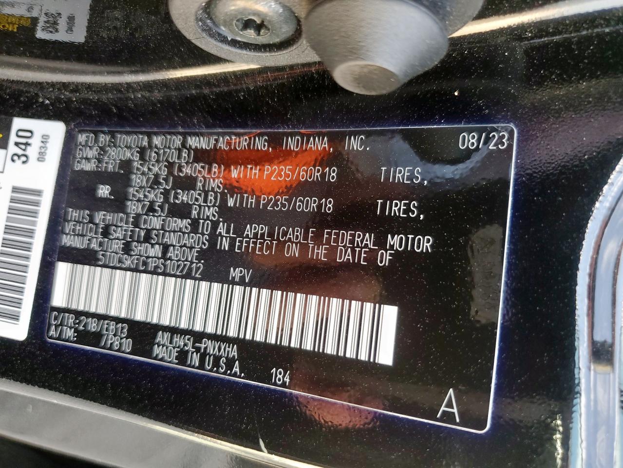 2023 Toyota Sienna Xse VIN: 5TDCSKFC1PS102712 Lot: 92380595