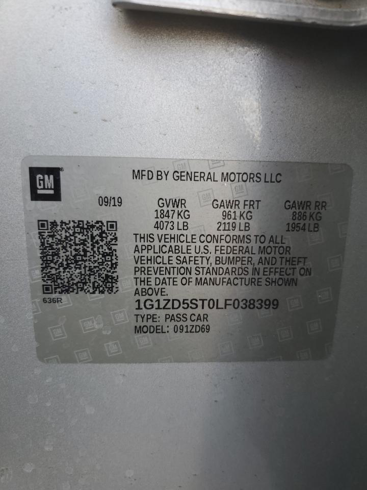 2020 Chevrolet Malibu Lt VIN: 1G1ZD5ST0LF038399 Lot: 93317505