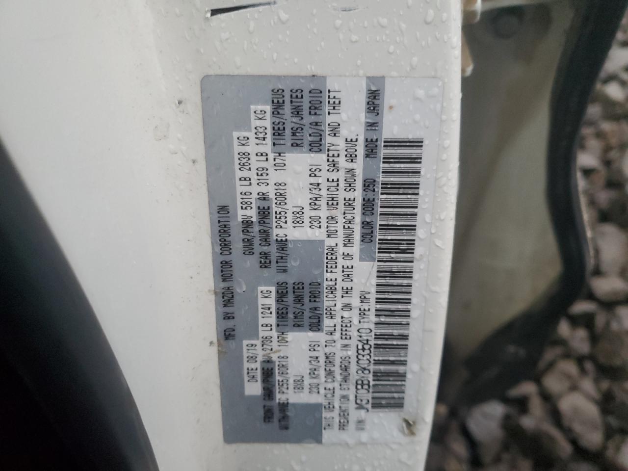 2019 Mazda Cx-9 Sport VIN: JM3TCBBY8K0335410 Lot: 90624815