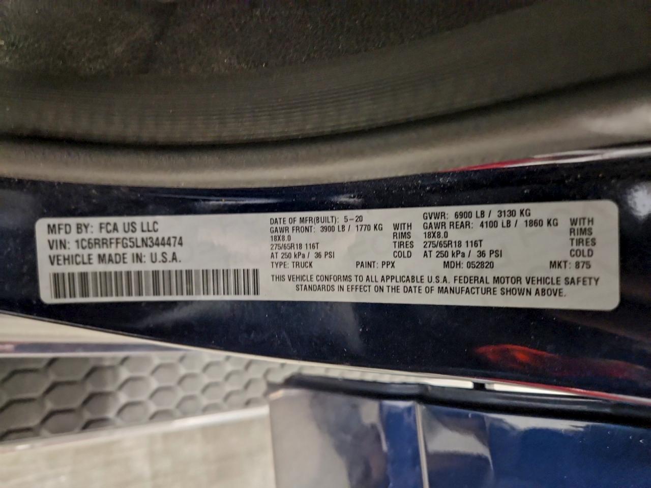 2020 Ram 1500 Big Horn/Lone Star VIN: 1C6RRFFG5LN344474 Lot: 93257225