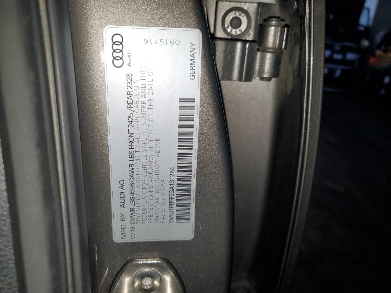 2016 Audi A3 E-Tron Premium Plus VIN: WAUTPBFF5GA131264 Lot: 92278955