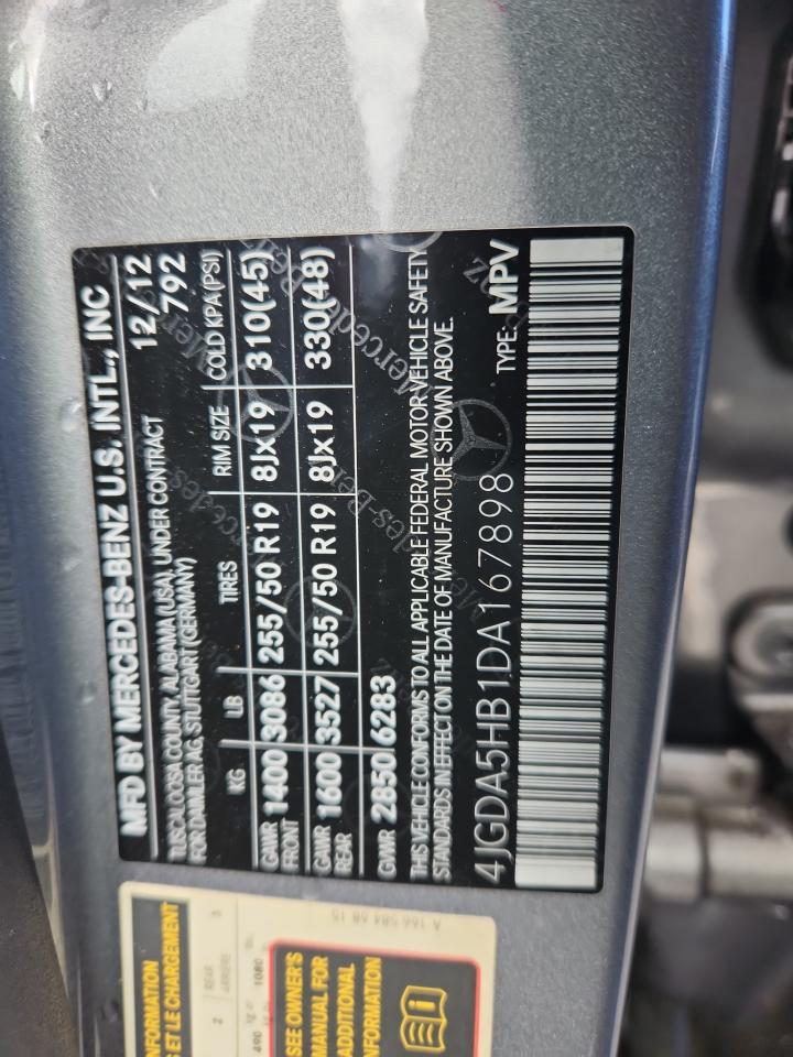 2013 Mercedes-Benz Ml 350 4Matic VIN: 4JGDA5HB1DA167898 Lot: 92107595