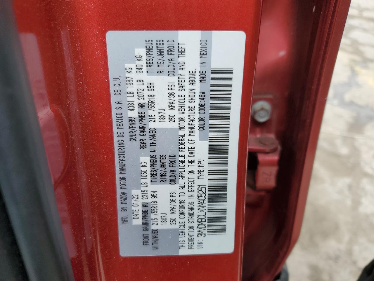 2022 Mazda Cx-30 Preferred VIN: 3MVDMBCLXNM405261 Lot: 91976455