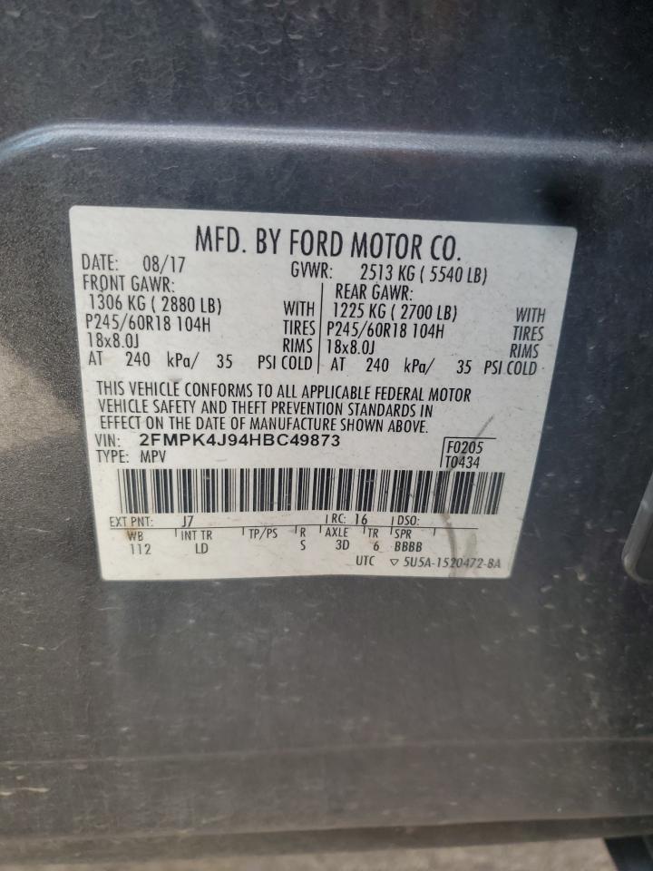 2017 Ford Edge Sel VIN: 2FMPK4J94HBC49873 Lot: 93299245