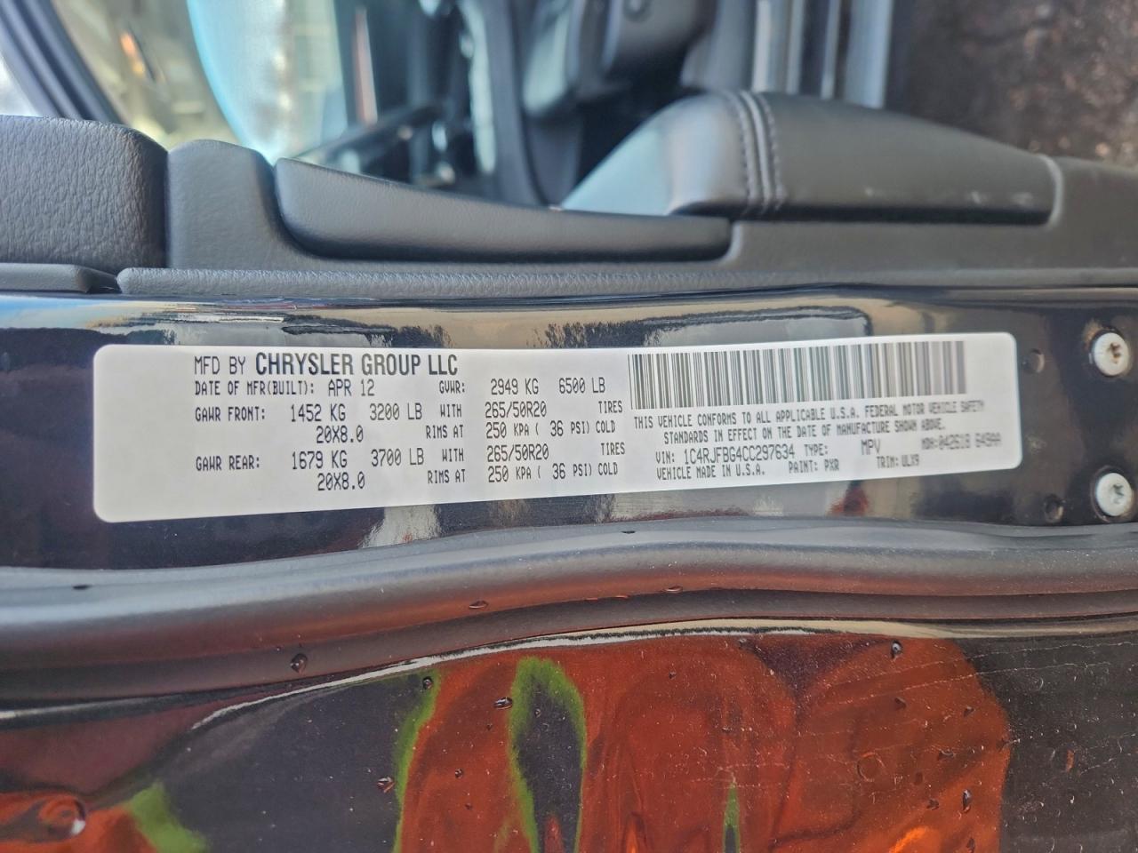 2012 Jeep Grand Cherokee Limited VIN: 1C4RJFBG4CC297634 Lot: 94769675