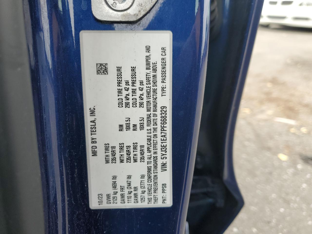 2023 Tesla Model 3 VIN: 5YJ3E1EA7PF668329 Lot: 93545555