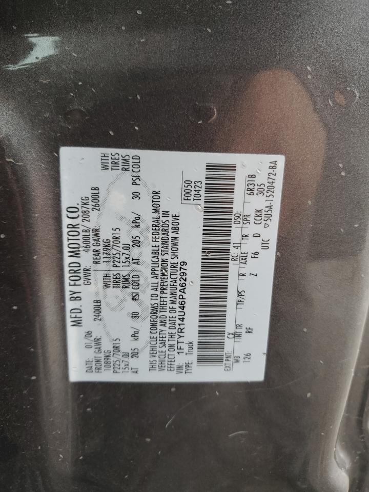 2006 Ford Ranger Super Cab VIN: 1FTYR14U46PA62979 Lot: 92034605