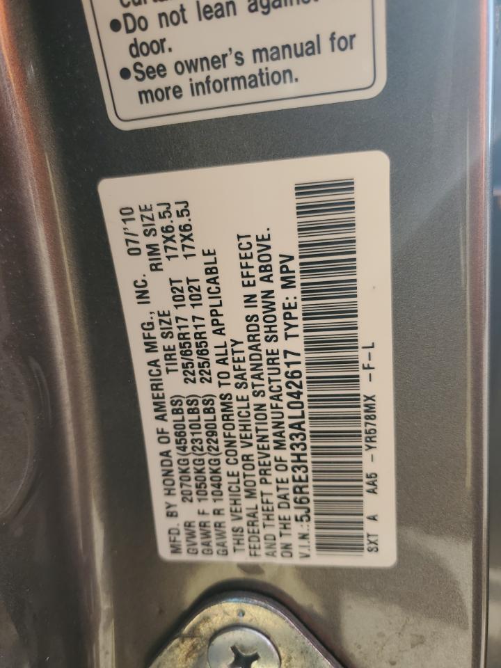 2010 Honda Cr-V Lx VIN: 5J6RE3H33AL042617 Lot: 91304275