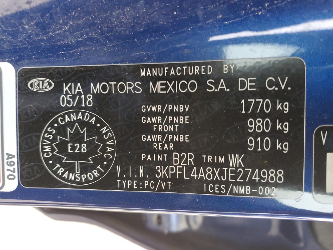 2018 Kia Forte Ex VIN: 3KPFL4A8XJE274988 Lot: 90106315