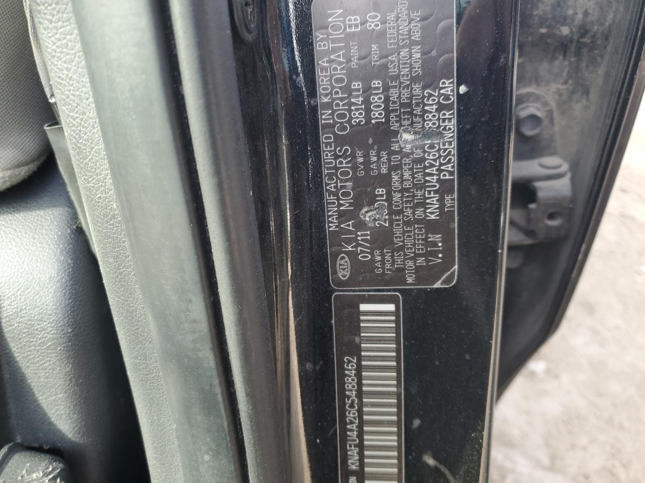 2012 Kia Forte Ex VIN: KNAFU4A26C5488462 Lot: 92215115