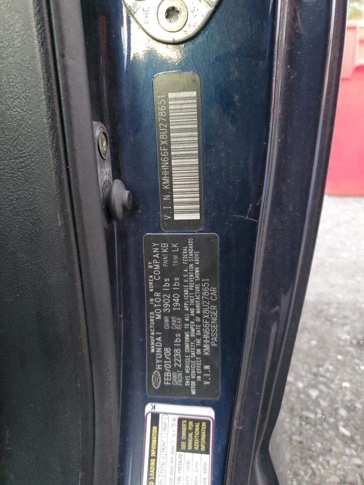 2008 Hyundai Tiburon Gt VIN: KMHHN66FX8U278651 Lot: 93255485