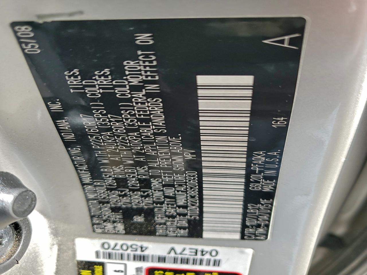 2008 Toyota Sienna Xle VIN: 5TDZK22C38S206930 Lot: 93493455