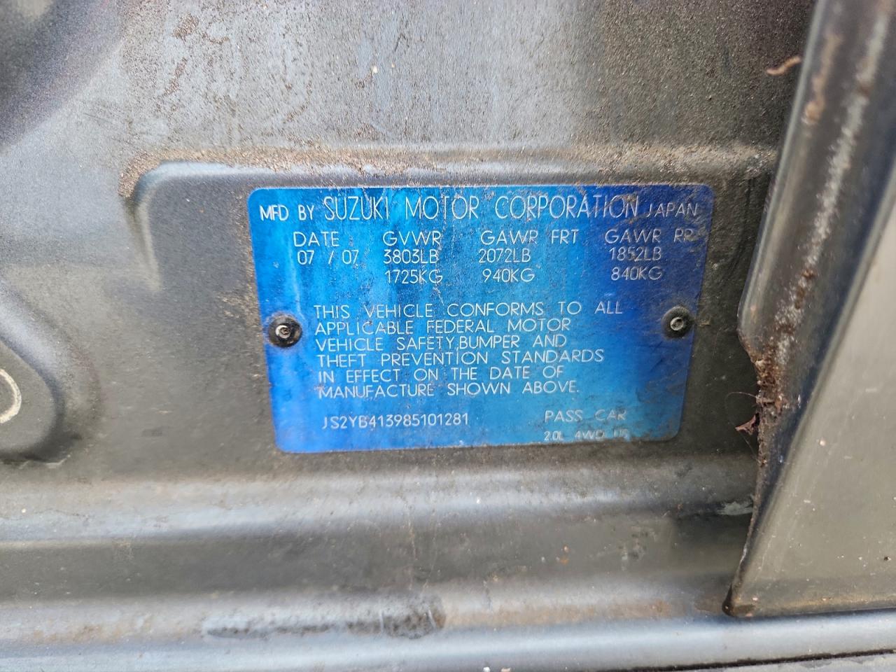 2008 Suzuki Sx4 Base VIN: JS2YB413985101281 Lot: 93307065