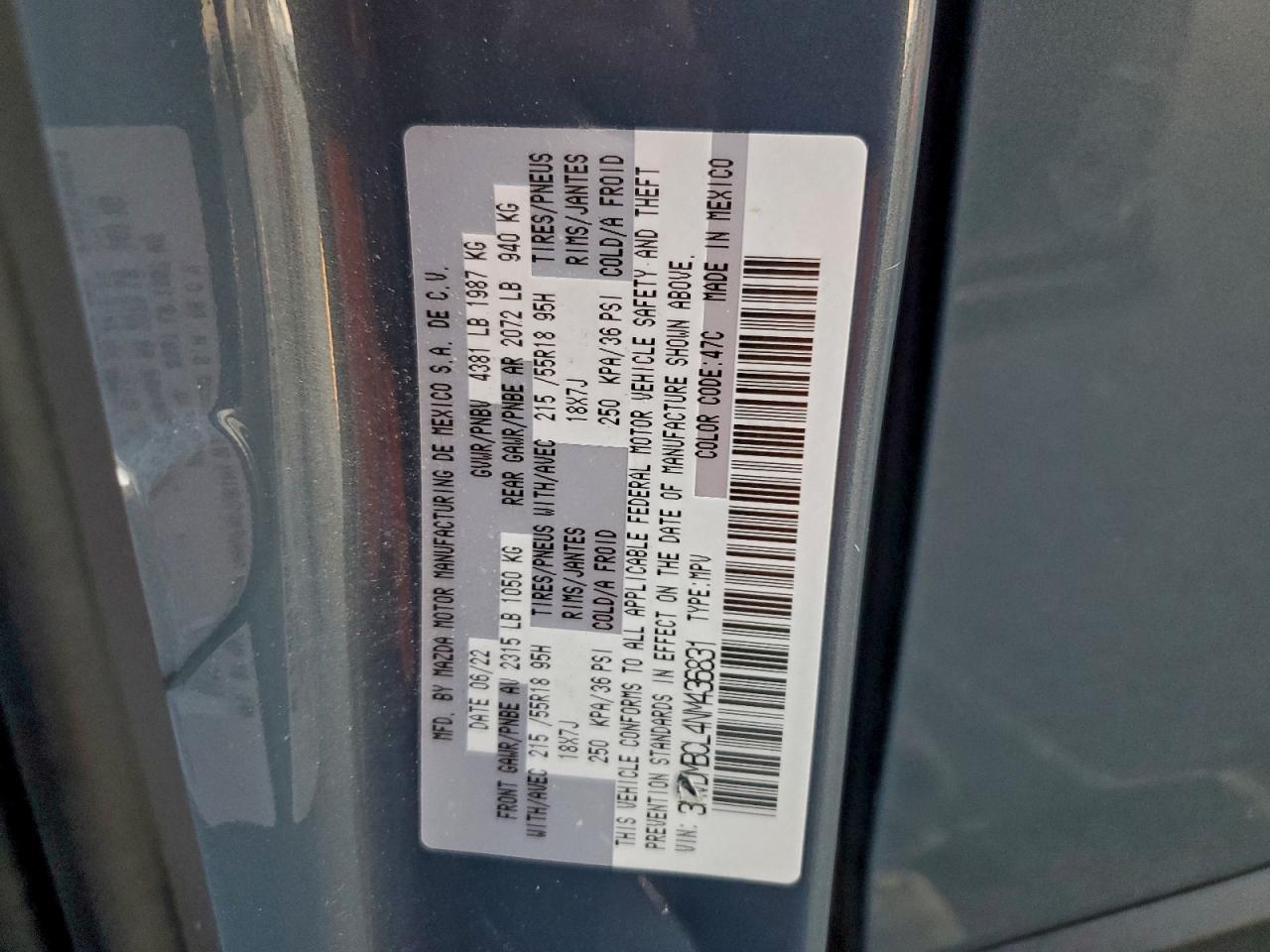 2022 Mazda Cx-30 Preferred VIN: 3MVDMBCL4NM436831 Lot: 94417825