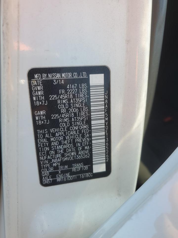 2014 Nissan Juke S VIN: JN8AF5MV0ET365262 Lot: 93071465