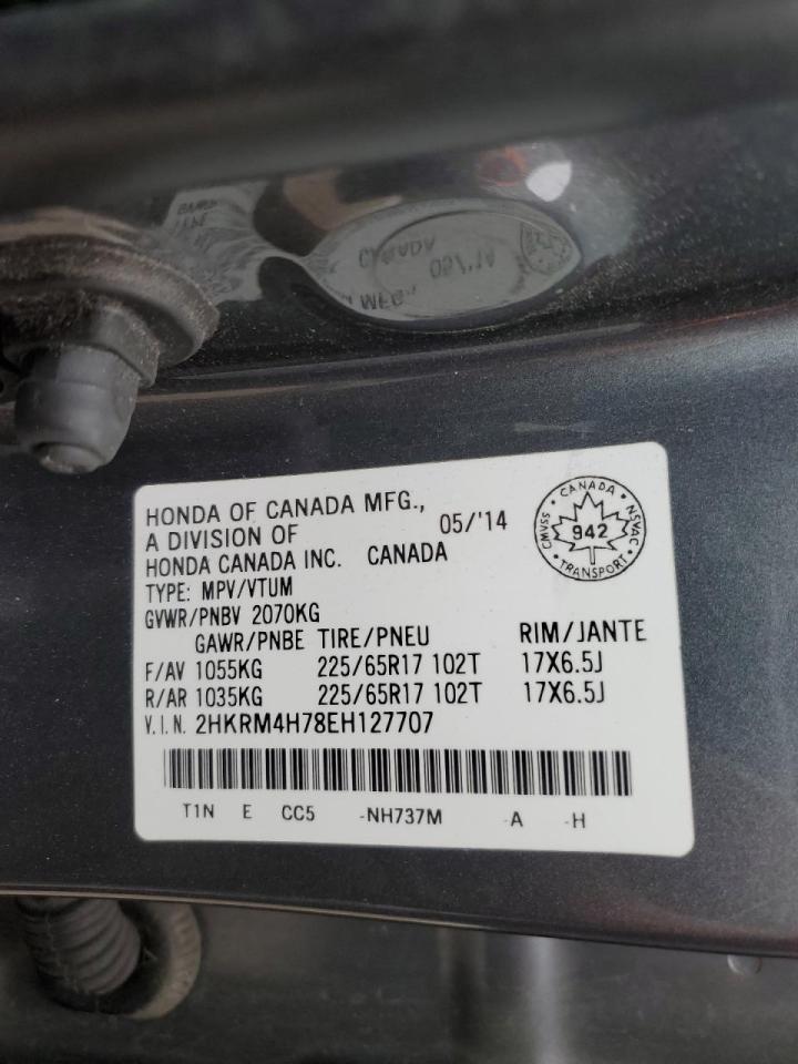 2014 Honda Cr-V Exl VIN: 2HKRM4H78EH127707 Lot: 92855855
