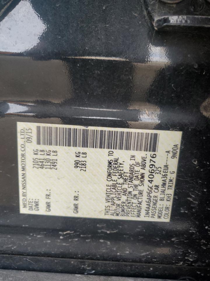 2016 Nissan Maxima 3.5S VIN: 1N4AA6AP6GC406976 Lot: 91281005