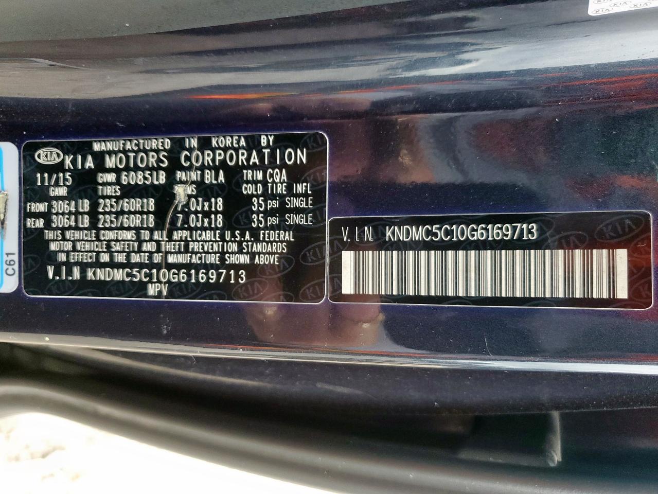 2016 Kia Sedona Ex VIN: KNDMC5C10G6169713 Lot: 92841425