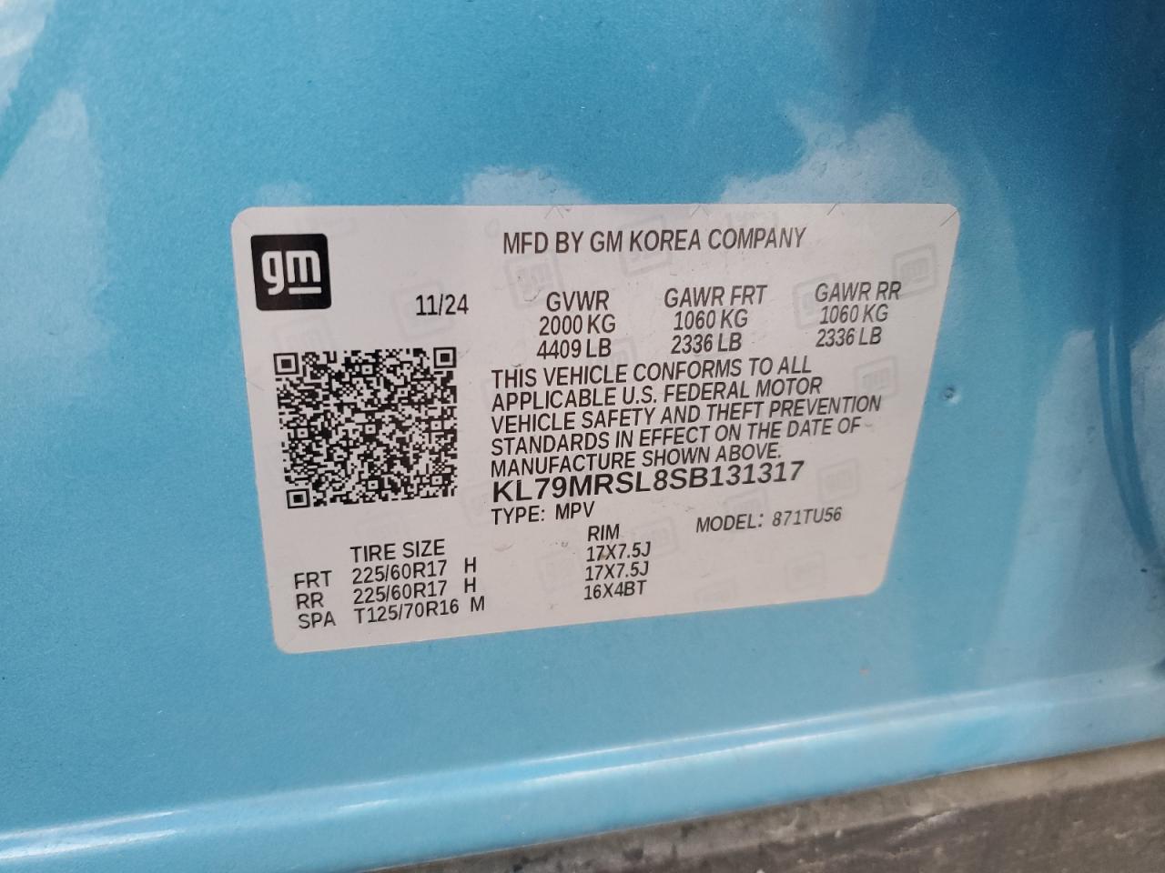 2025 Chevrolet Trailblazer Lt VIN: KL79MRSL8SB131317 Lot: 93386695