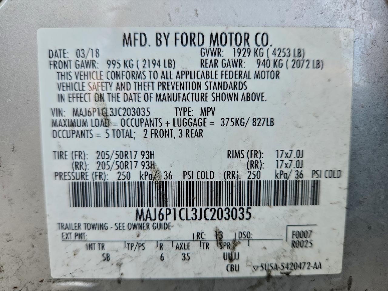 2018 Ford Ecosport Ses VIN: MAJ6P1CL3JC203035 Lot: 94776785