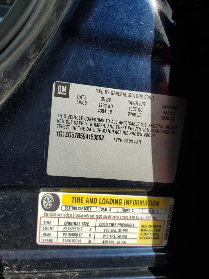 2009 Chevrolet Malibu Ls VIN: 1G1ZG57B594153592 Lot: 92586435