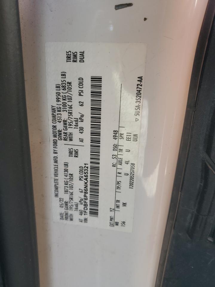 2022 Ford Transit Box Truck VIN: 1FDBF6P86NKA65321 Lot: 92734735