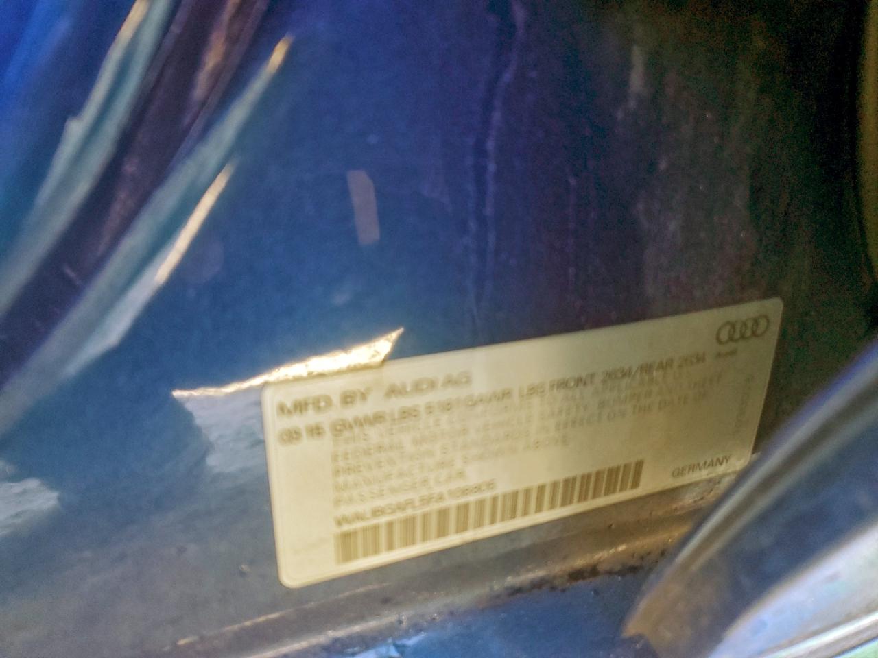 2015 Audi S4 Premium Plus VIN: WAUBGAFL5FA108805 Lot: 93640265