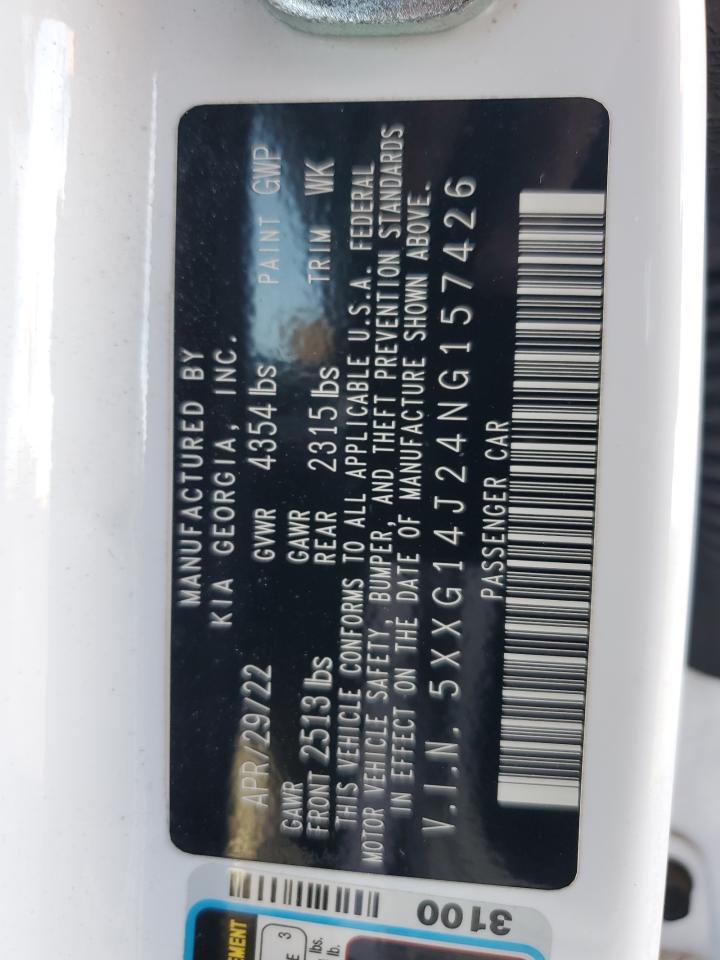 2022 Kia K5 Lxs VIN: 5XXG14J24NG157426 Lot: 92086585