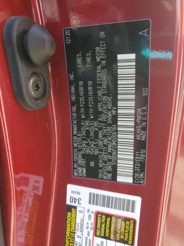 2021 Toyota Sienna Xse VIN: 5TDDSKFC9MS006164 Lot: 91797895