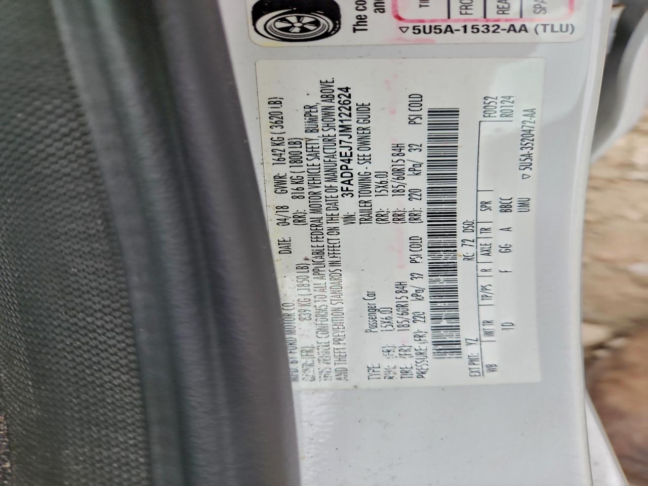 2018 Ford Fiesta Se VIN: 3FADP4EJ7JM122624 Lot: 93951745