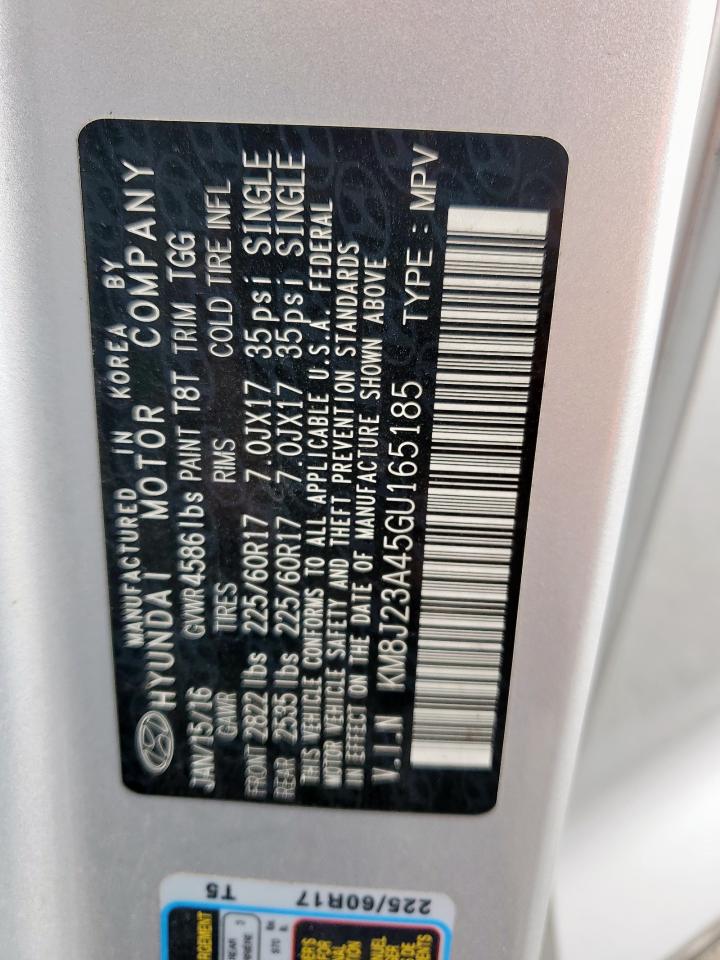 2016 Hyundai Tucson Se VIN: KM8J23A45GU165185 Lot: 93551445